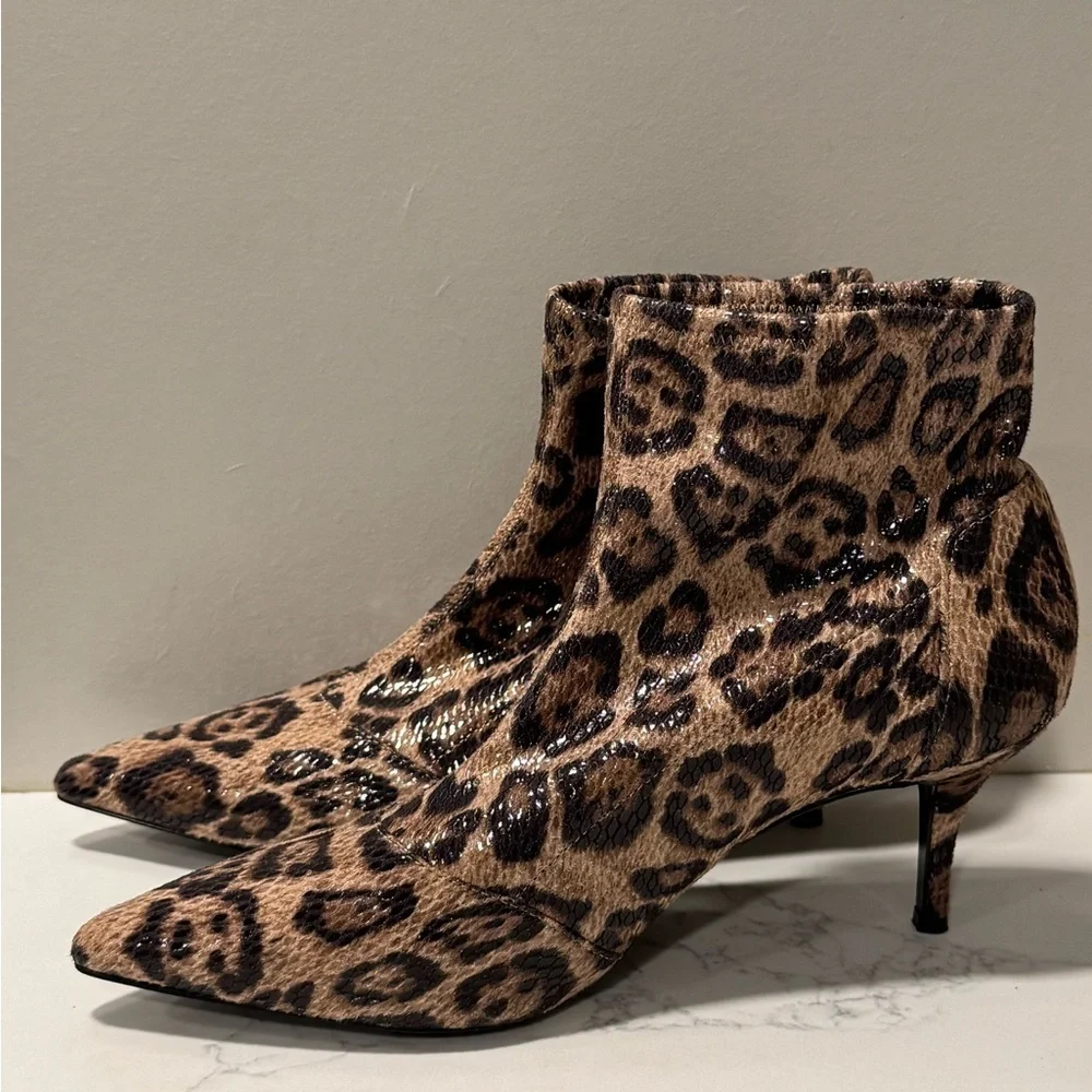 Charles by Charles David Leopard Print Sequin Ankle Boots